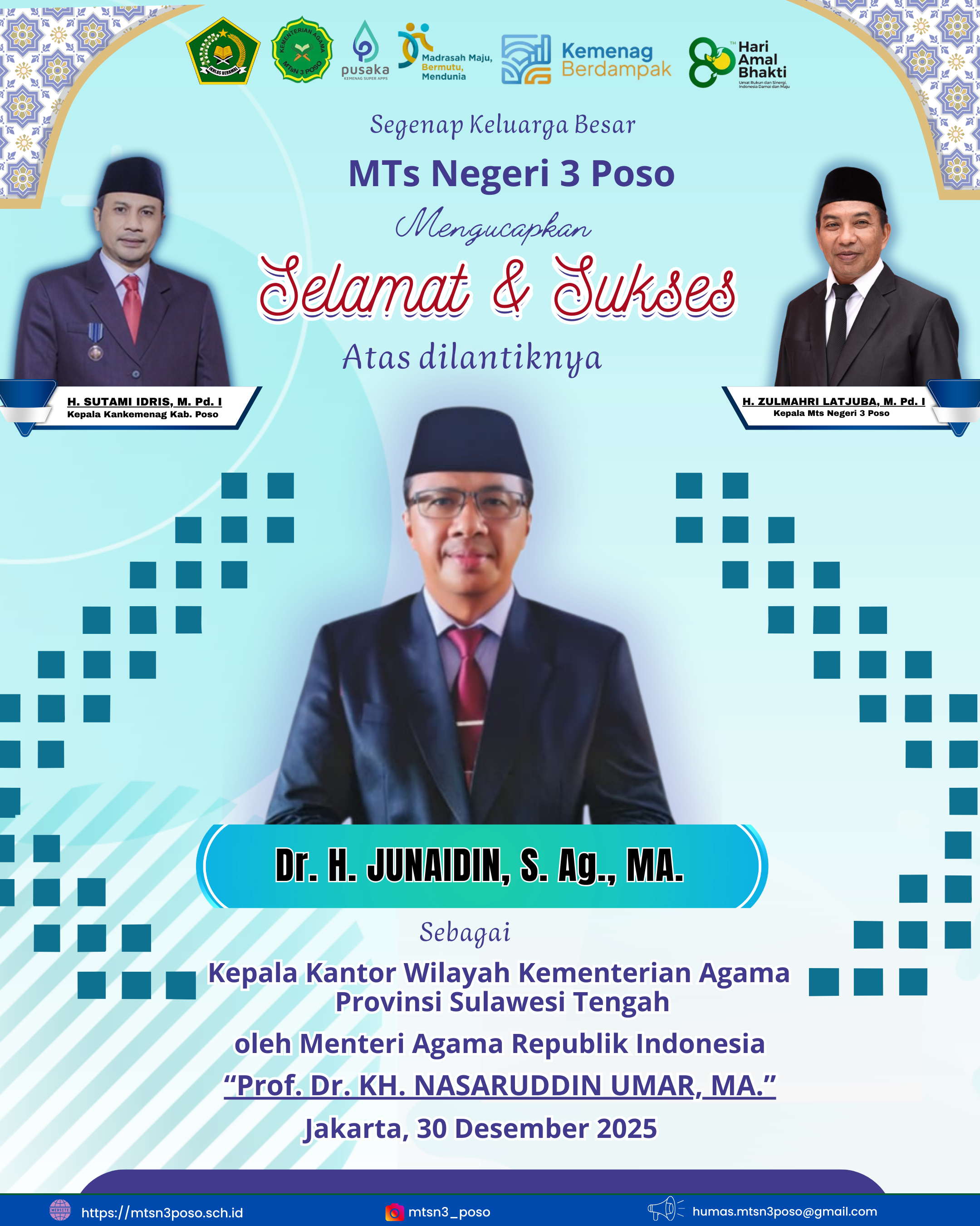 Selamat & Sukses Pelantikan Kepala Kantor Wilayah Kementerian Agama Sulawesi Tengah